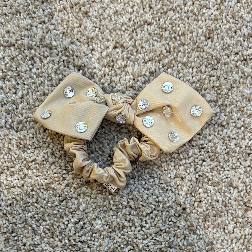 Tan  Bow Hair Scrunchie SCL